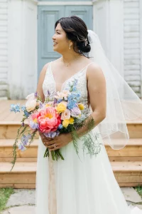 bride smiling and looking to the left